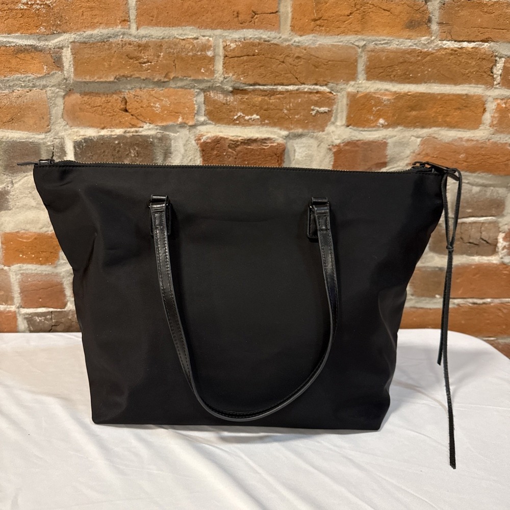 Rebecca Minkoff Black Shoulder Bag Ez Nylon & Saffiano Leather Tote
